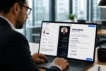 Persona creando una hoja de vida profesional online con inteligencia artificial.