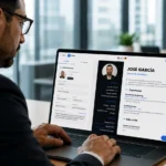 Persona creando una hoja de vida profesional online con inteligencia artificial.