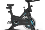 Bicicleta de spinning PodiumFit S200 preta para treino indoor