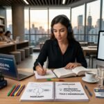 Estudante aplicando técnicas de foco e PNL para exames